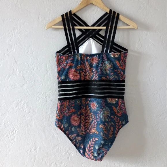 New Averie Halley Crossover Floral One Piece Swimsuit L - Picture 7 of 16